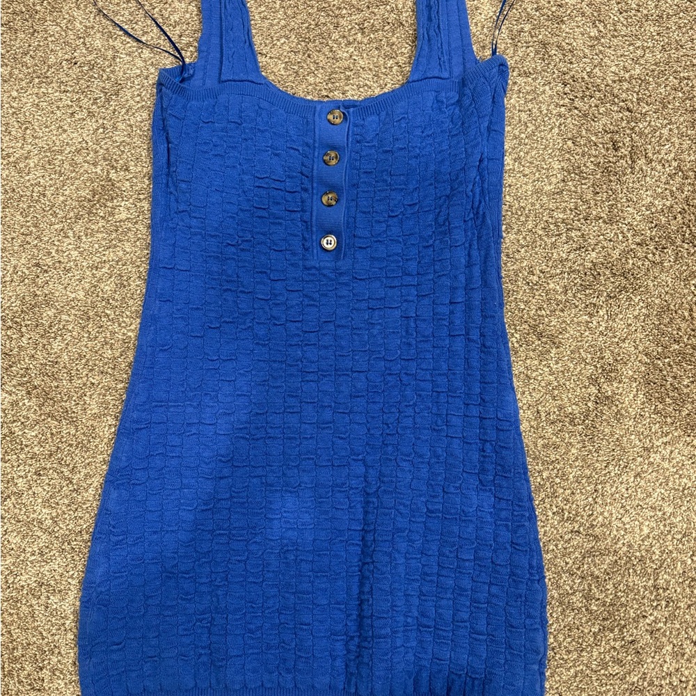 Free People Blue Textured Mini Dress